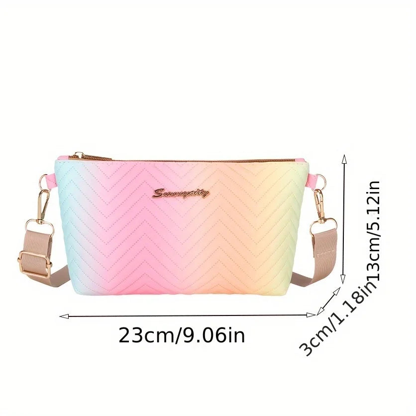 Women's Gradient Quilted Wave Crossbody Bag | Zip & Strap Crossbody Handbag QXL