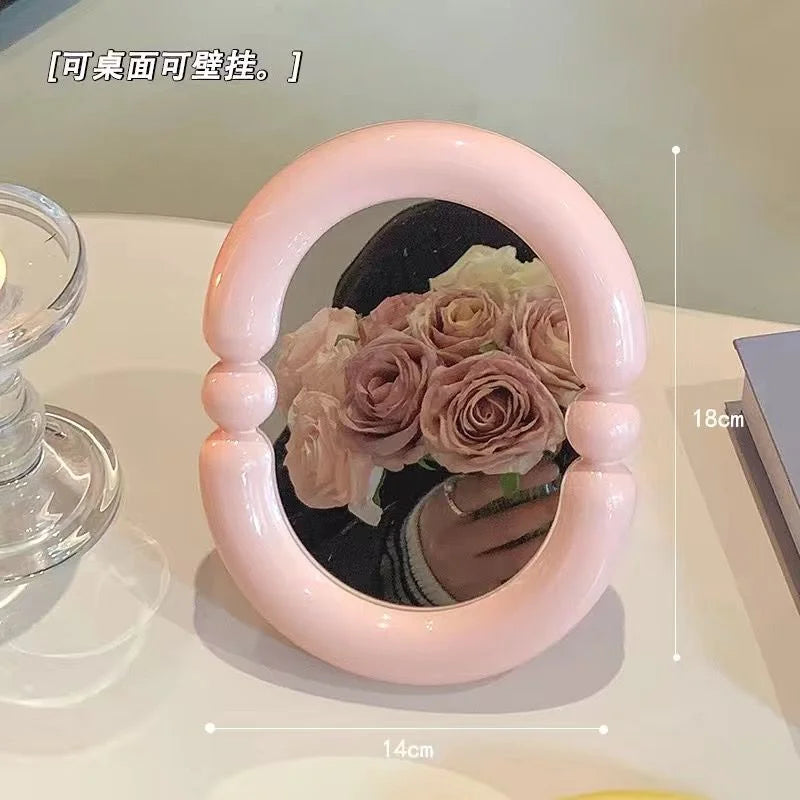 Cute Folding Desktop Makeup Mirror | HD Glass Square & Oval Folding Makeup Mirror QXL