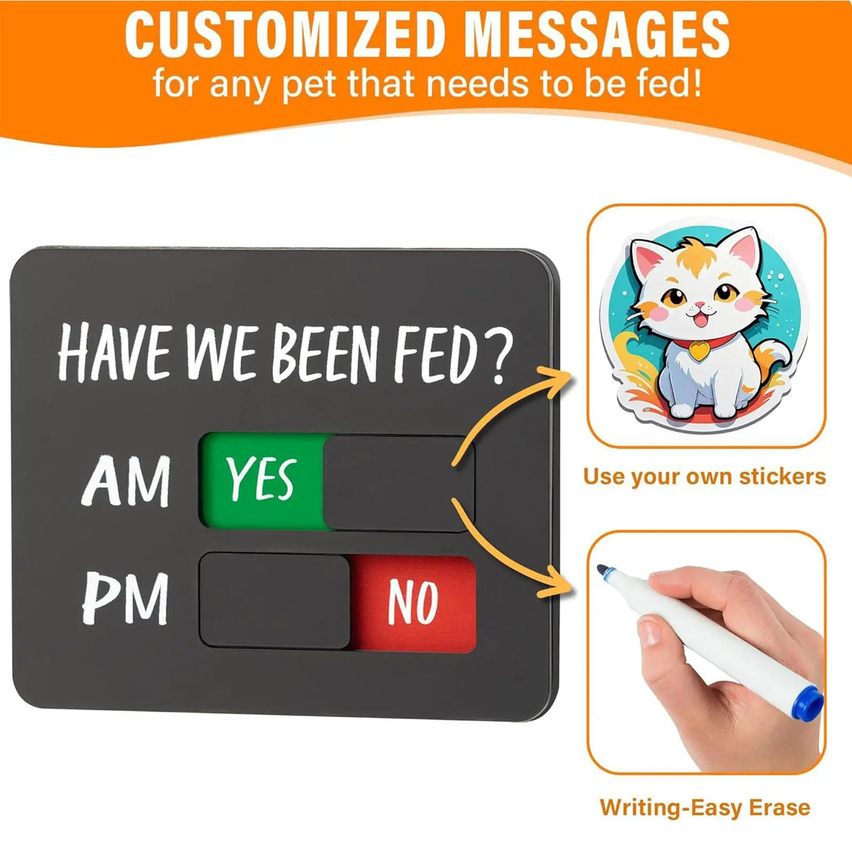 Magnetic Acrylic Dog & Cat Fed Sign | 2-Meal Feeding Tracker Pet Feeding Tracker QXL