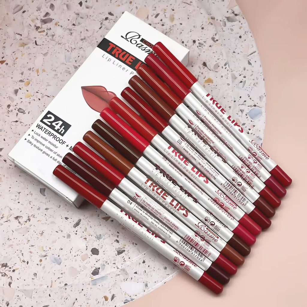 12-Pc Matte Lip Liner & Lipstick Set | Long-Lasting Color Lip Liner Set QXL