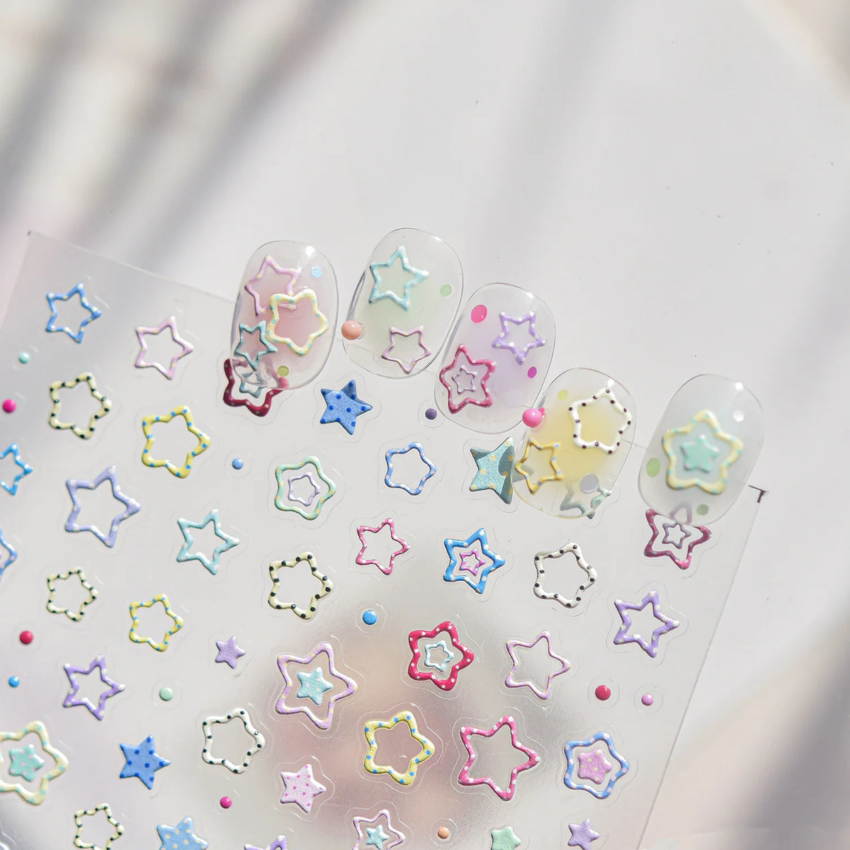 5D Macaron Nail Stickers | Stars, Dots & Gradient Decals Nail Art Stickers QXL