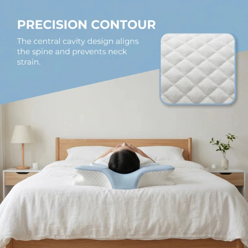 Butterfly Memory Foam Pillow | Cooling Ergonomic Neck Support Memory Foam Pillow QXL