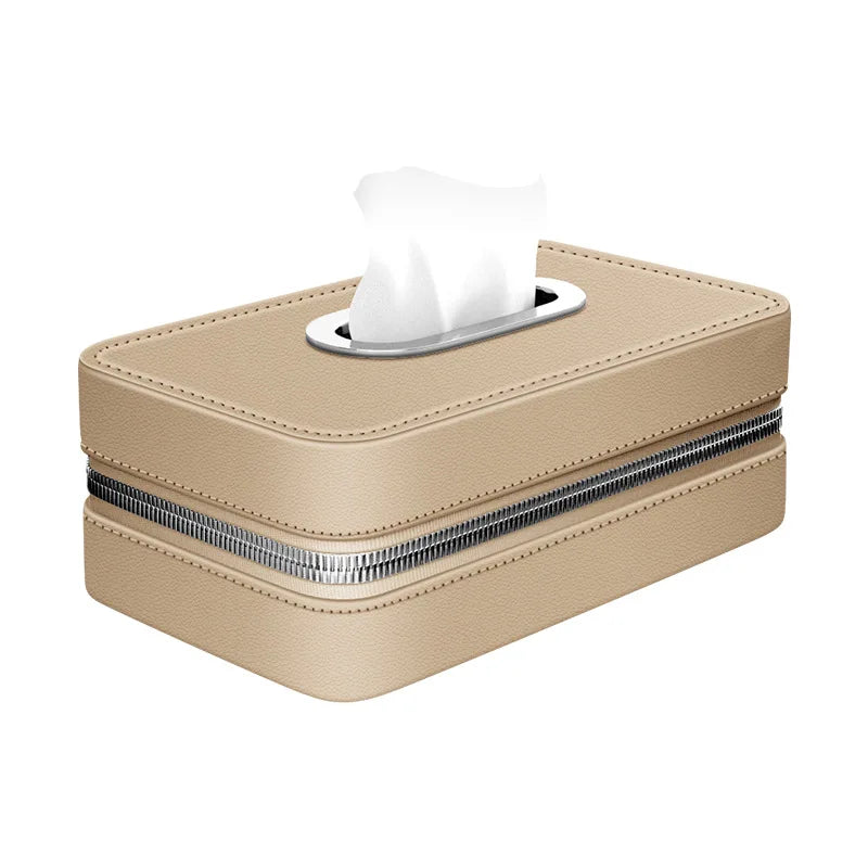PU Leather Car Tissue Holder – Backseat, Armrest & Visor Car Tissue Holder QXL WHITE