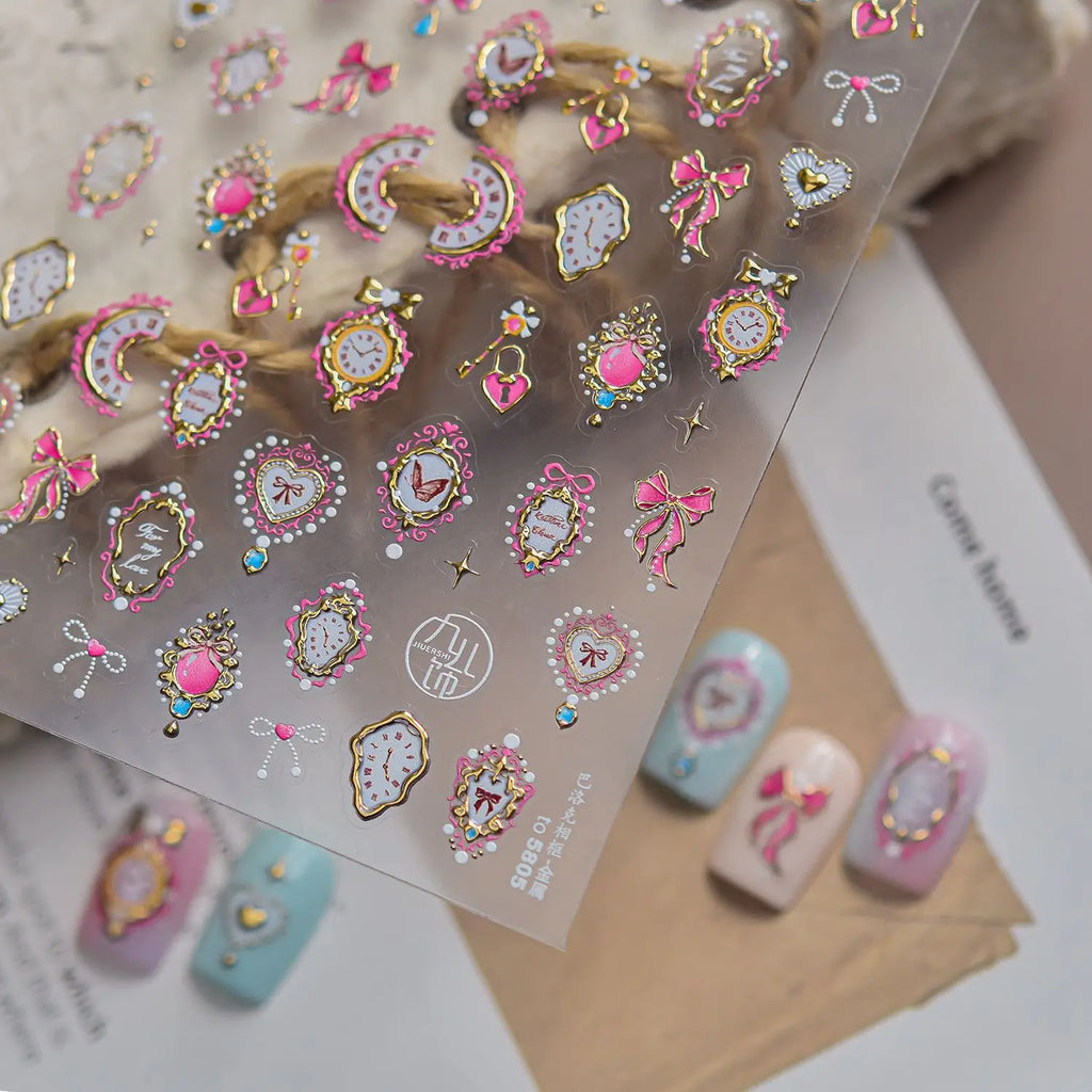 5D Lolita Retro Nail Art Stickers – Butterfly, Bow & Moon Decals Nail Art Stickers QXL