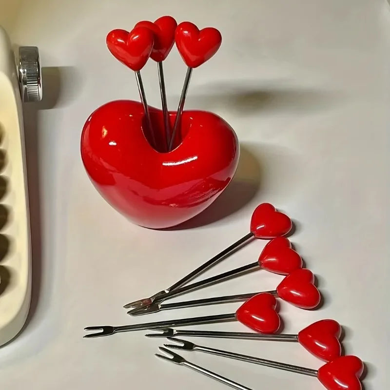 Stainless Steel Heart Fruit & Cake Fork Set | Party Tableware Dessert Fork Set QXL