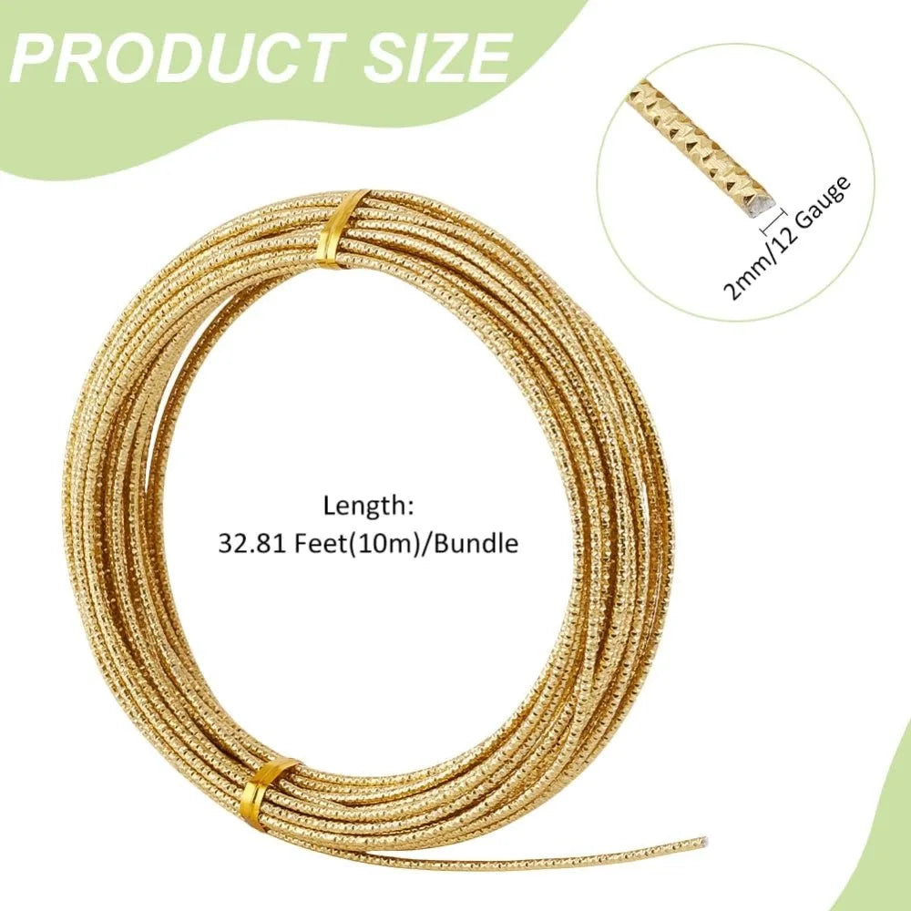 12 Gauge Gold Textured Aluminum Craft Wire – 32.8 Ft Spool Aluminum Craft Wire QXL