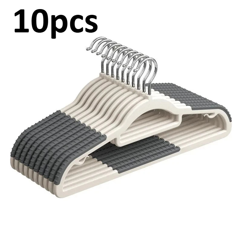 10-Pack Non-Slip Space-Saving Coat Hangers | 360° Swivel Hook Closet Coat Hangers QXL Grey 10pcs