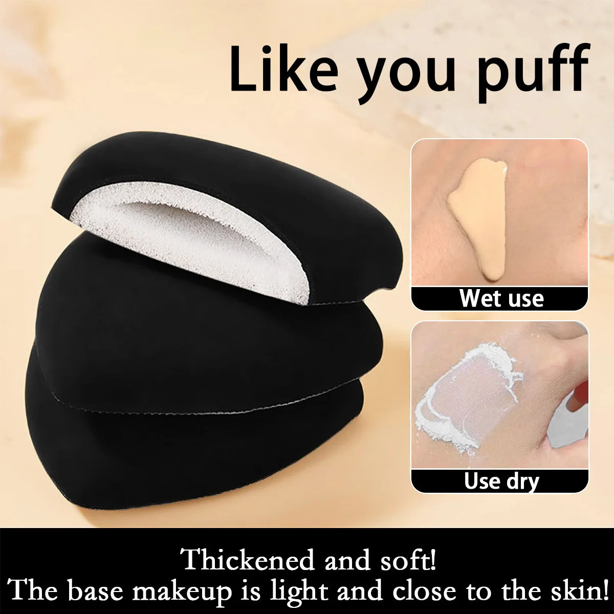 HISYI Black Triangle Velvet Powder Puff Makeup Sponge 6cm Makeup Sponge Puff QXL