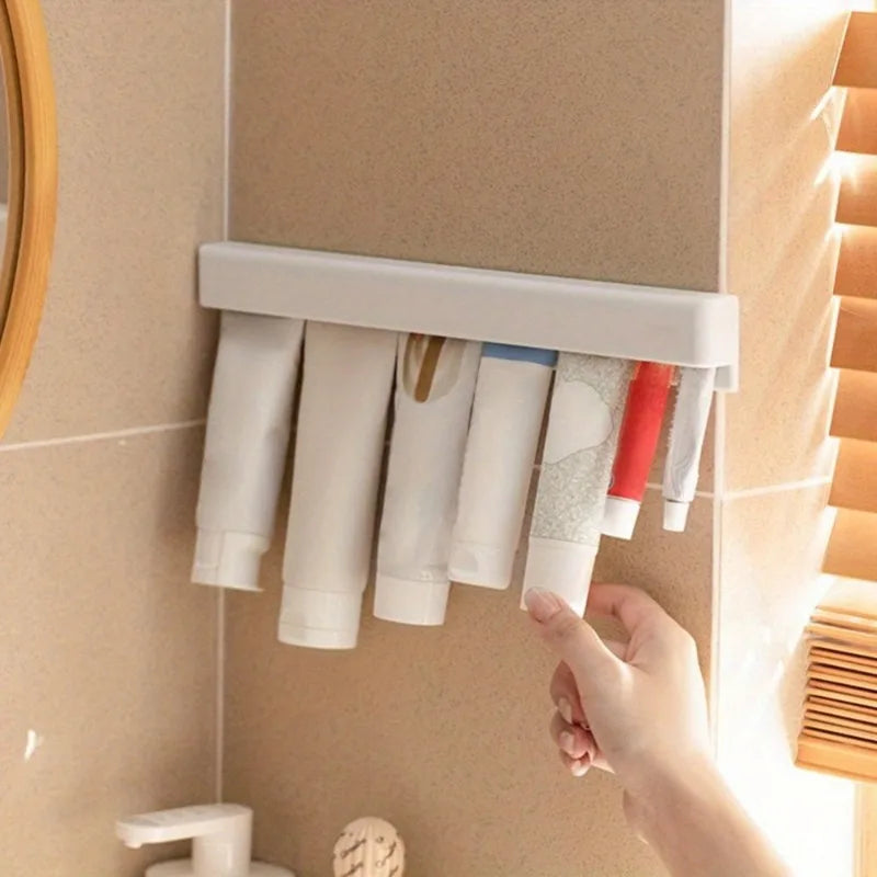 Wall-Mounted Toothpaste & Toothbrush Holder | Adhesive Rack Bathroom Organizer Rack QXL