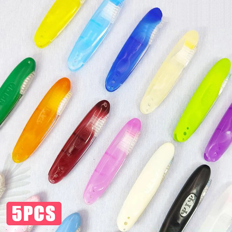 5-Pack Folding Travel Toothbrush | Soft Portable Camping Travel Toothbrush Set QXL
