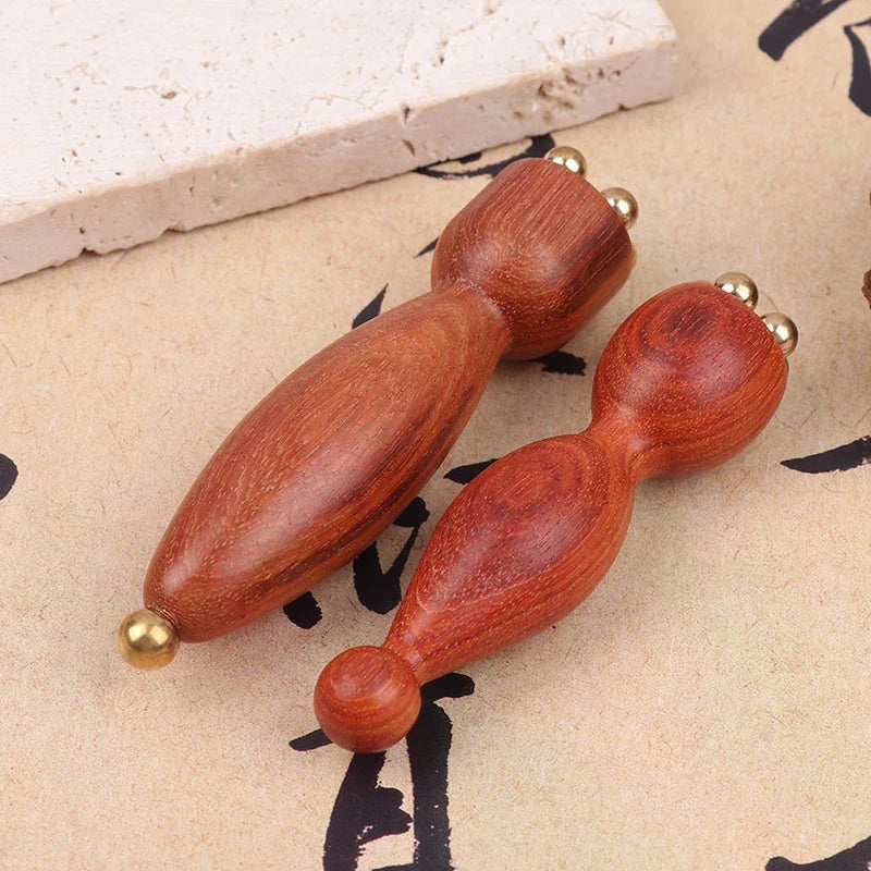 Lotus Seedpod Brass & Rosewood Eye Gua Sha Stick Gua Sha Massage Tool QXL