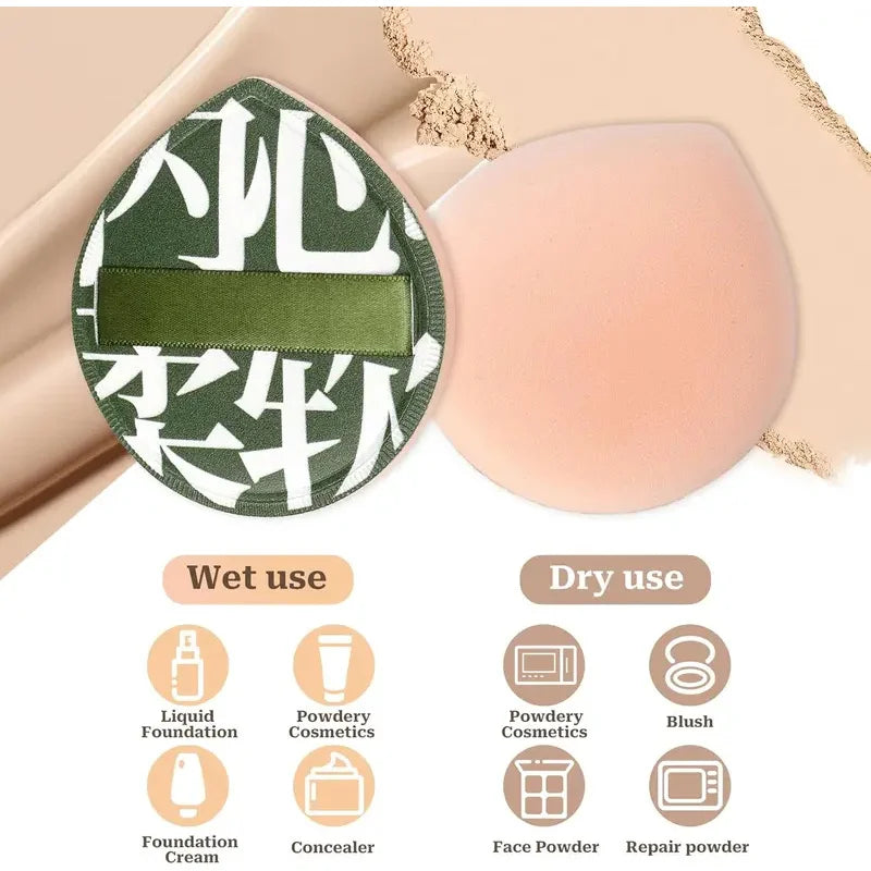 2-Pack Teardrop Velour Powder Puffs | Makeup Sponge Applicator Makeup Powder Puff QXL