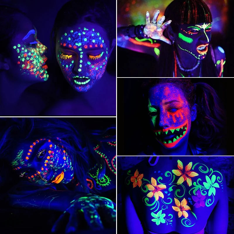 UV Glow Face & Body Paint – 8 Neon Colors, 10ml Tubes UV Body Paint QXL