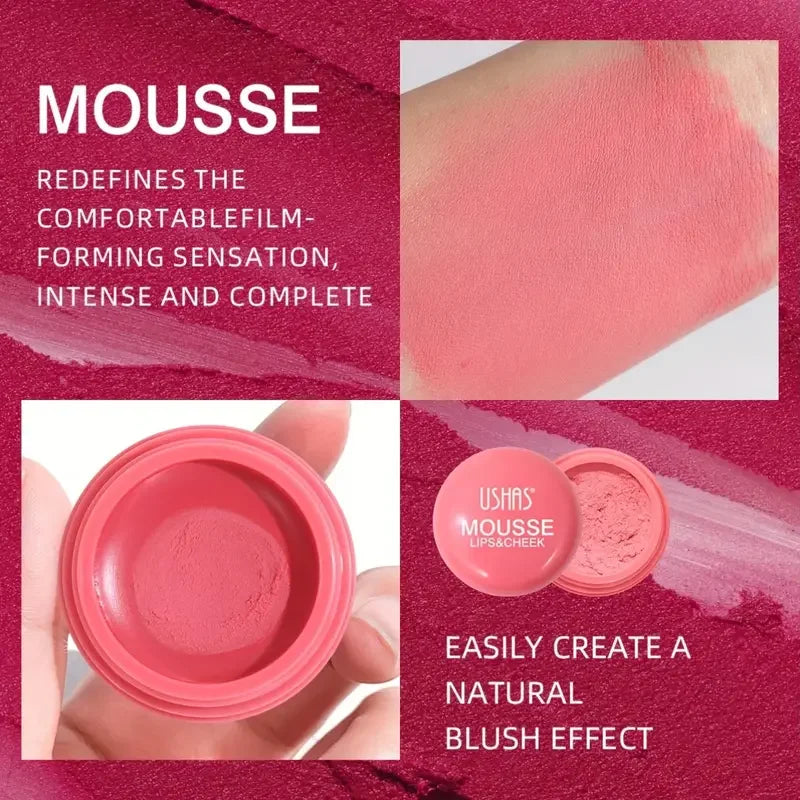 Velvet Mousse Blush & Lip Mud | 6 Shades, Long-Lasting Mousse Blush Tint QXL