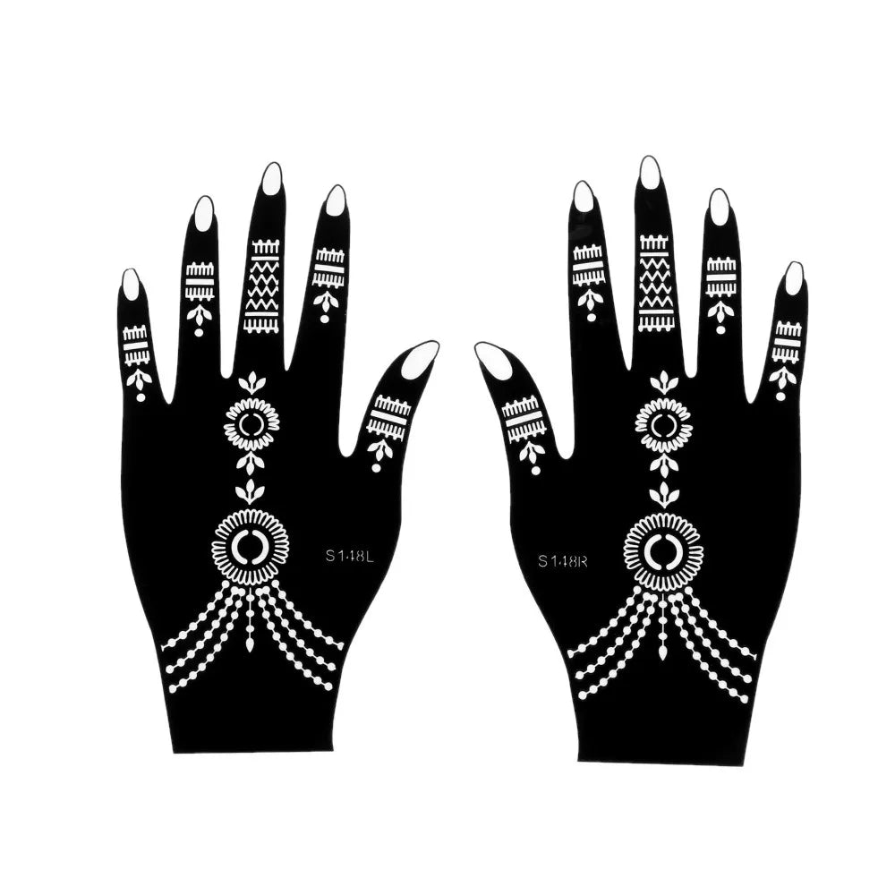 2-Pack Henna Tattoo Stencils – Flower Hand Body Art Templates Henna Tattoo Stencil QXL