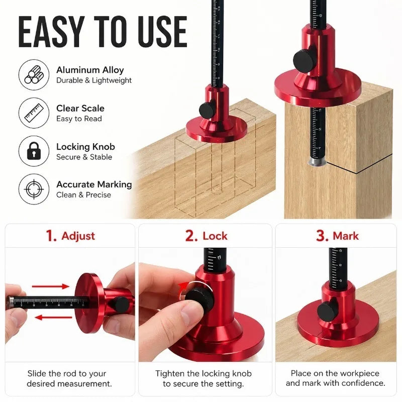 Dual-End Aluminum Marking Gauge | Mortise Tenon Scribing Tool Woodworking Marking Gauge QXL