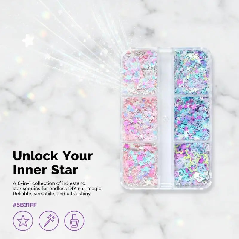 3D Star & Moon Holographic Nail Glitter Sequins | DIY Manicure Nail Glitter Sequins QXL