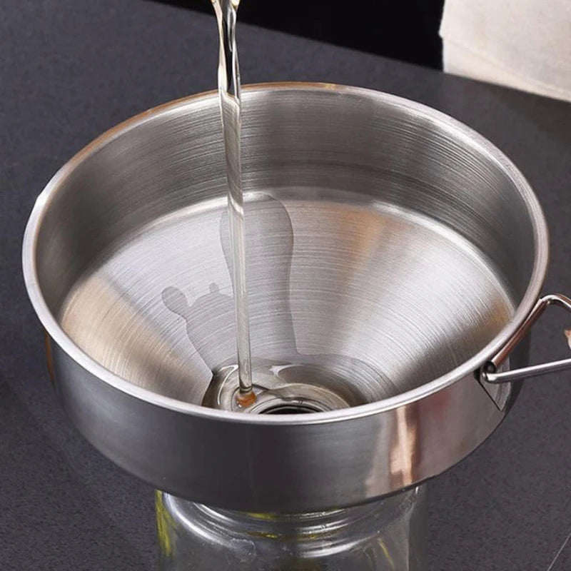 Wide Mouth Stainless Steel Funnel – Canning, Oil & Liquid Transfer Kitchen Funnel QXL