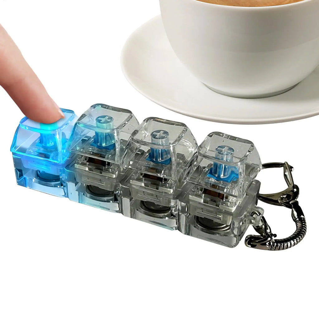 Keyboard Keycap Fidget Clicker Keychain with LED Lights Fidget Clicker Toy QXL