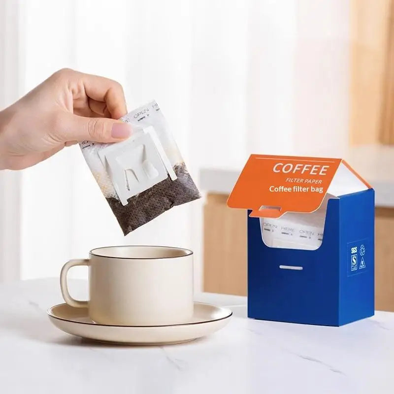 50-Pack Hanging Ear Drip Coffee Filter Bags | Portable & Disposable Drip Coffee Filters QXL