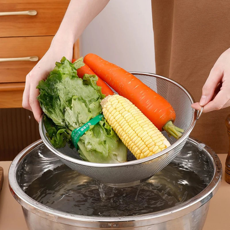 Stainless Steel Colander Drain Basket & Fine Mesh Strainer Kitchen Colander Strainer QXL