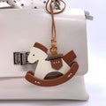 Leather Rocking Horse Bag Charm – Layered Pendant Keychain Bag Charm Pendant QXL D