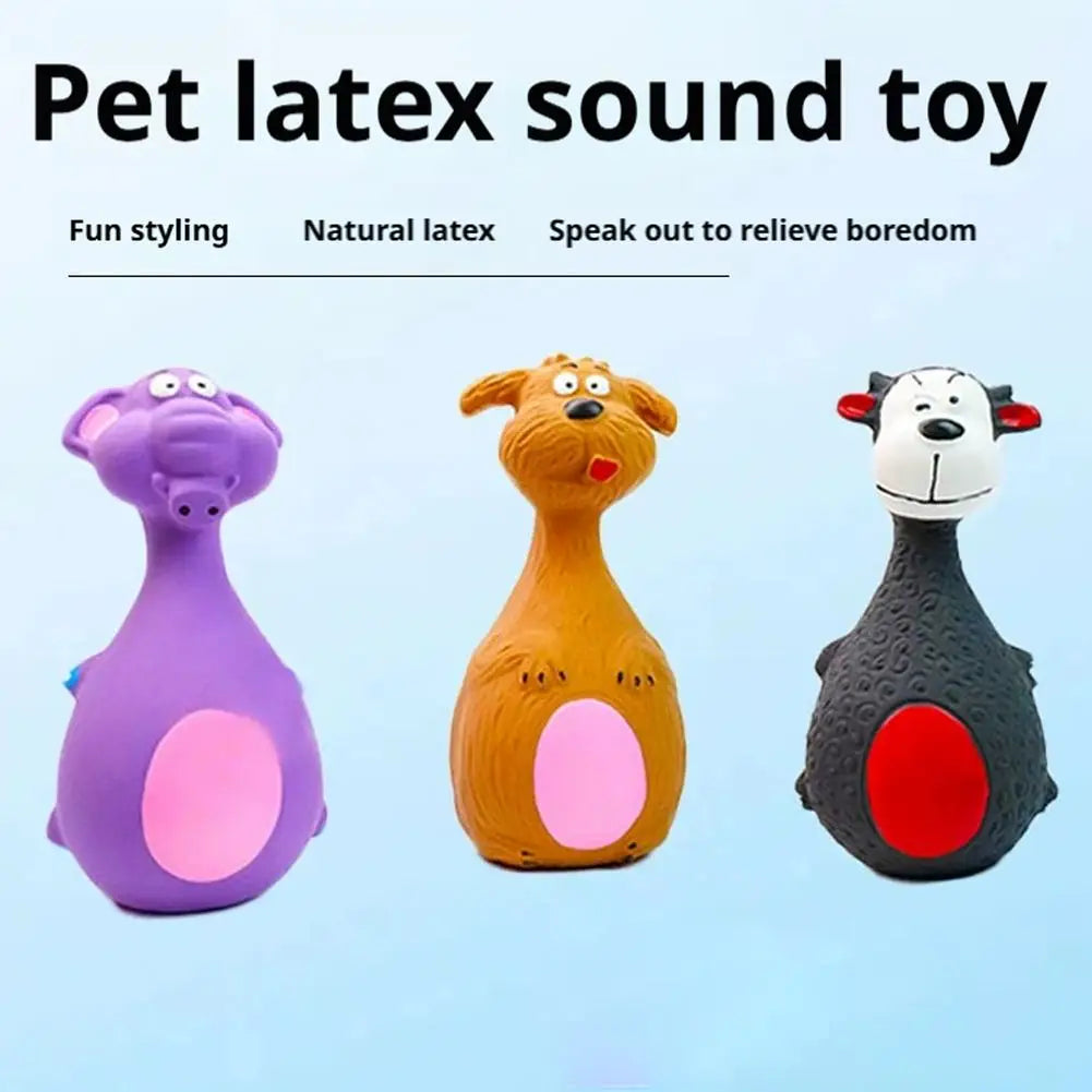 Latex Squeaky Dog Toy – Cartoon Animal Chew & Fetch Toy Squeaky Dog Toy QXL