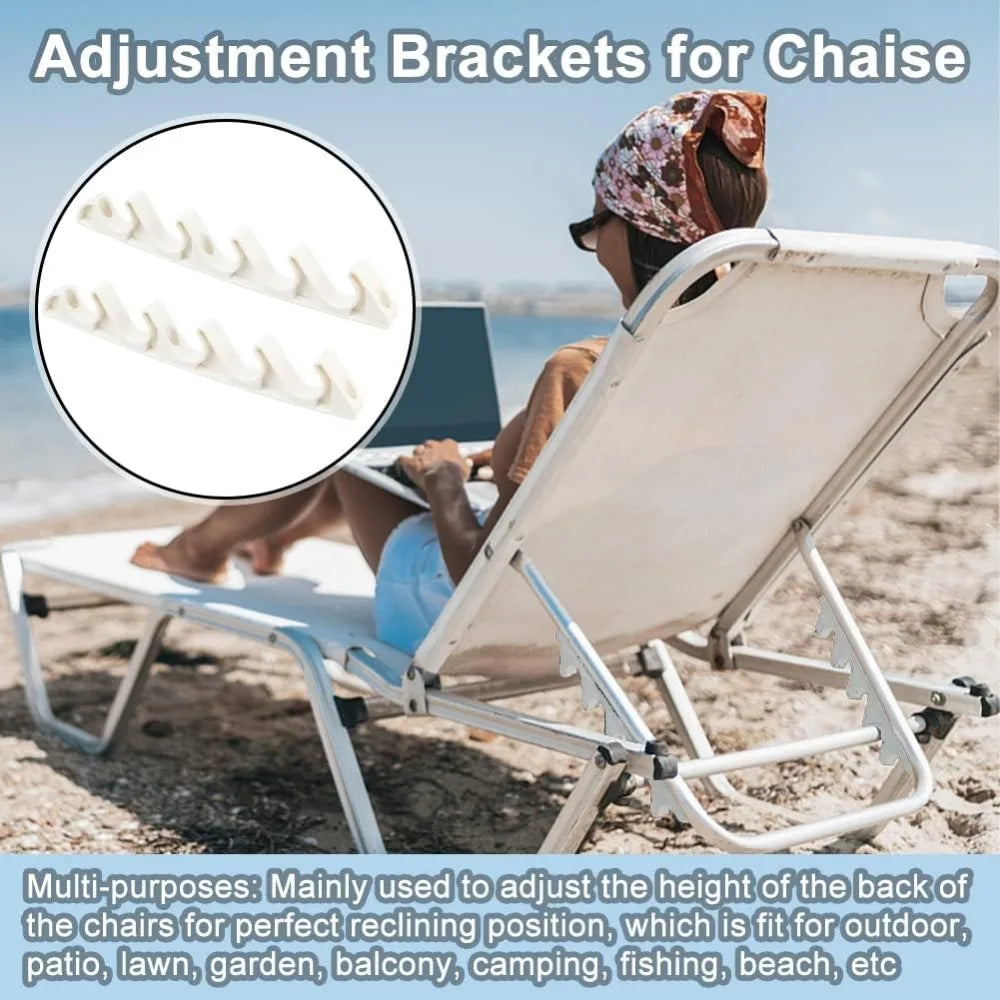 Patio Recliner Back Support Adjuster Brackets 4-Pack | Beige Recliner Replacement Brackets QXL