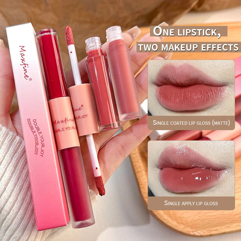 MAXFINE Double-End Lip Glaze | Gloss & Matte Velvet Finish Lip Glaze QXL