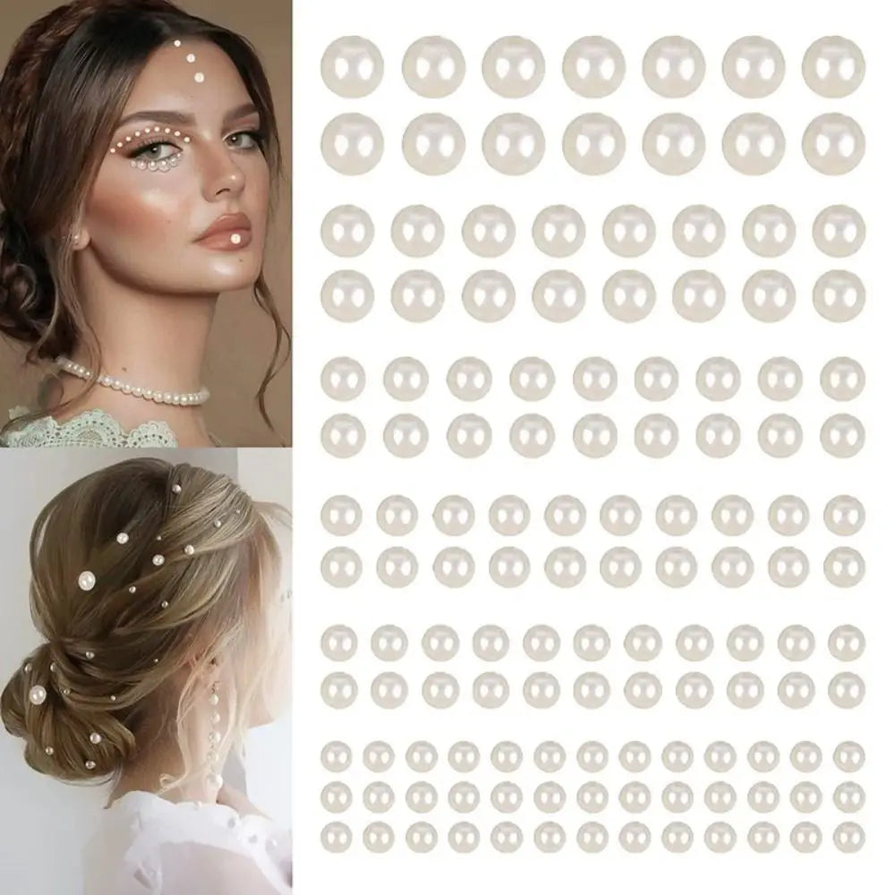 Self-Adhesive Pearl Stickers Beige Mix 3–6mm | Hair & Face Gems Pearl Stickers QXL