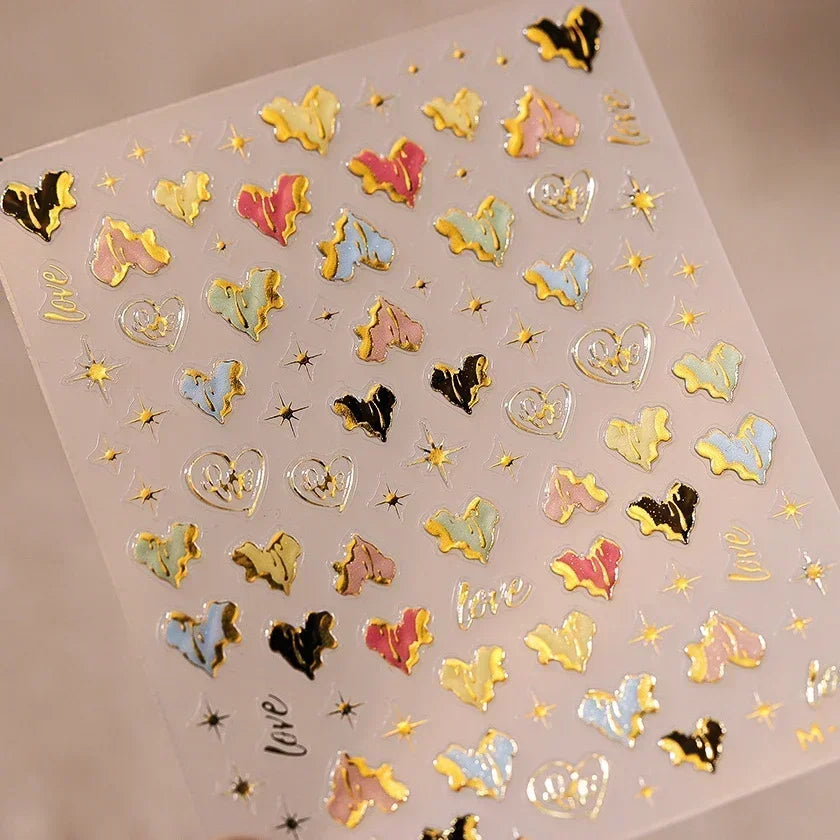 5D Jelly Silver Nail Art Stickers | Hearts, Gems & Letters Nail Art Stickers QXL