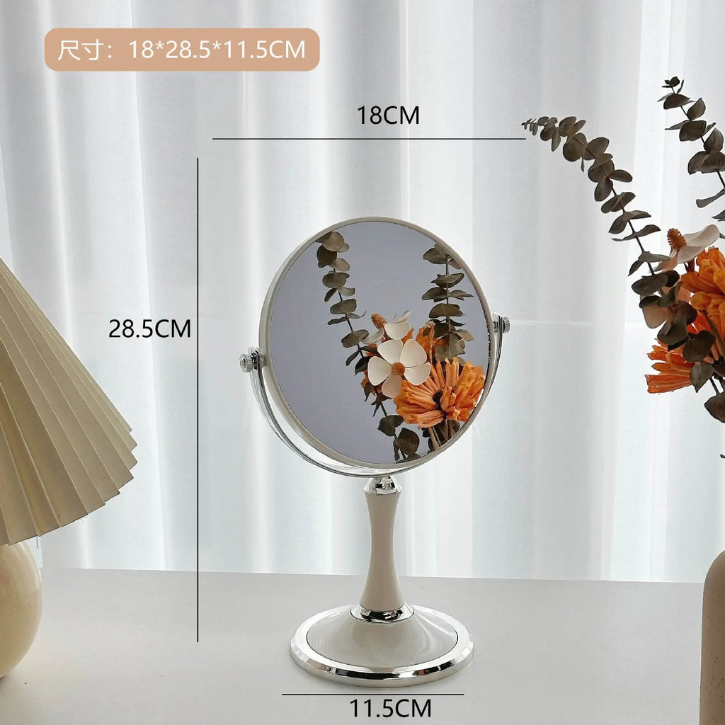 Double-Sided 3X Magnifying Makeup Mirror | 360° Rotating Stand Vanity Makeup Mirror QXL 6 inch round