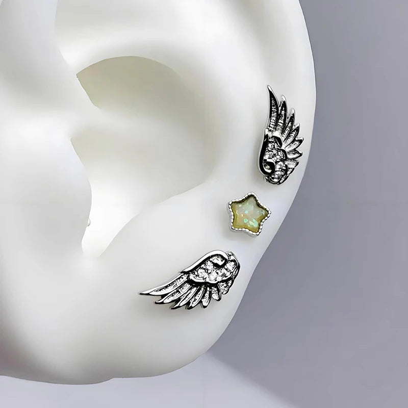 Wings Stud Earrings for Women | Stainless Steel Shiny Stud Earrings QXL