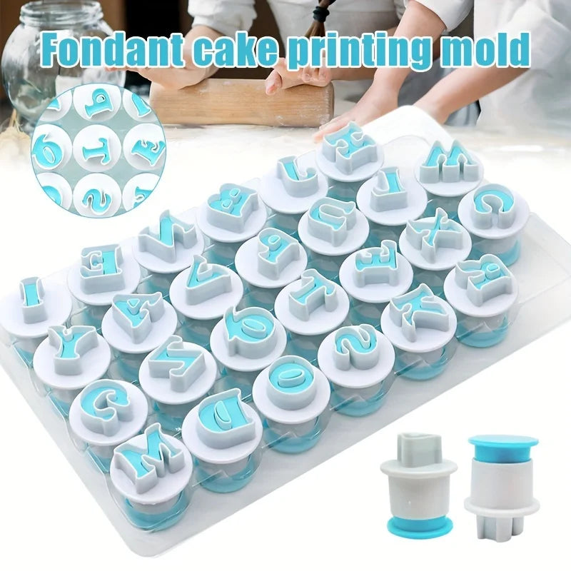 Alphabet Cookie Cutter & Fondant Letter Stamp Mold Set Cookie Cutter Mold QXL