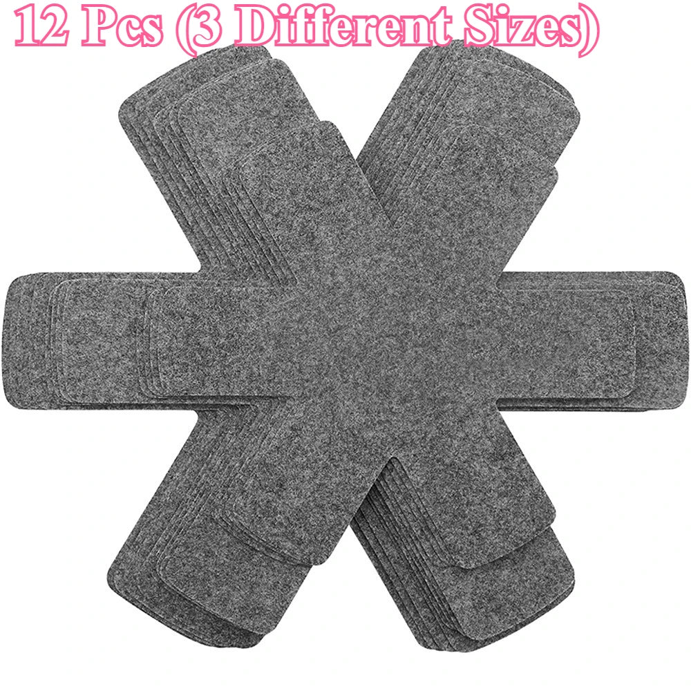 12-Pack Pot & Pan Protectors | 3 Sizes Stacking Divider Pads Cookware Protector Pads QXL 12 Pcs S M L