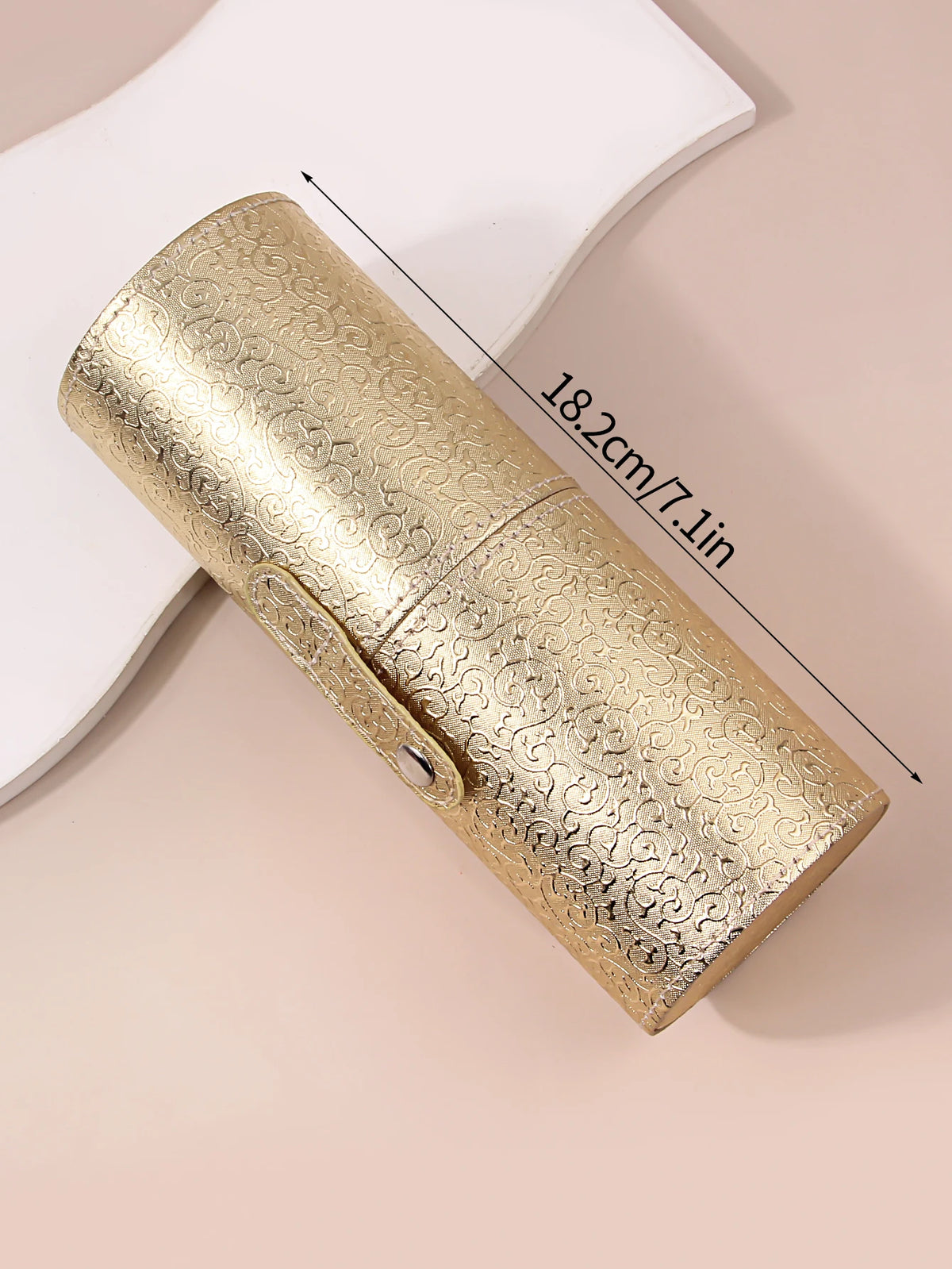 KOSSHOW PU Leather Makeup Brush Holder | Dustproof Cylinder Makeup Brush Holder QXL Gold