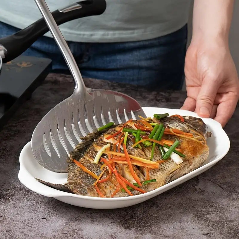 Large Stainless Steel Fish Spatula | Slotted Turner Shovel Kitchen Spatula QXL