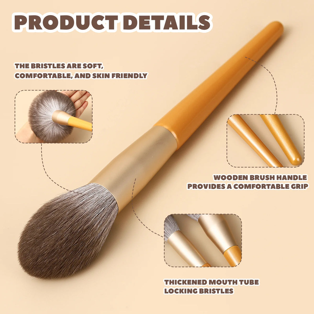 Large Loose Powder Brush | Gold-Plated Soft Makeup Brush Loose Powder Brush QXL