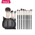 MSQ 12-Piece Black Cat Makeup Brush Set | Full Size Cosmetics Makeup Brush Set QXL 12 brushes and a bag