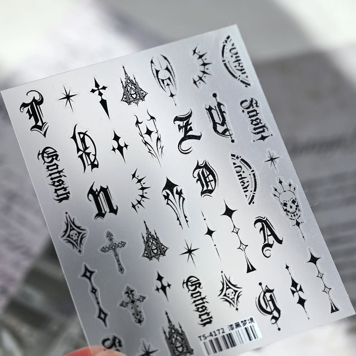 5D Holographic Laser Nail Stickers | Heart Star Cursive Decals Nail Art Stickers QXL TS4172