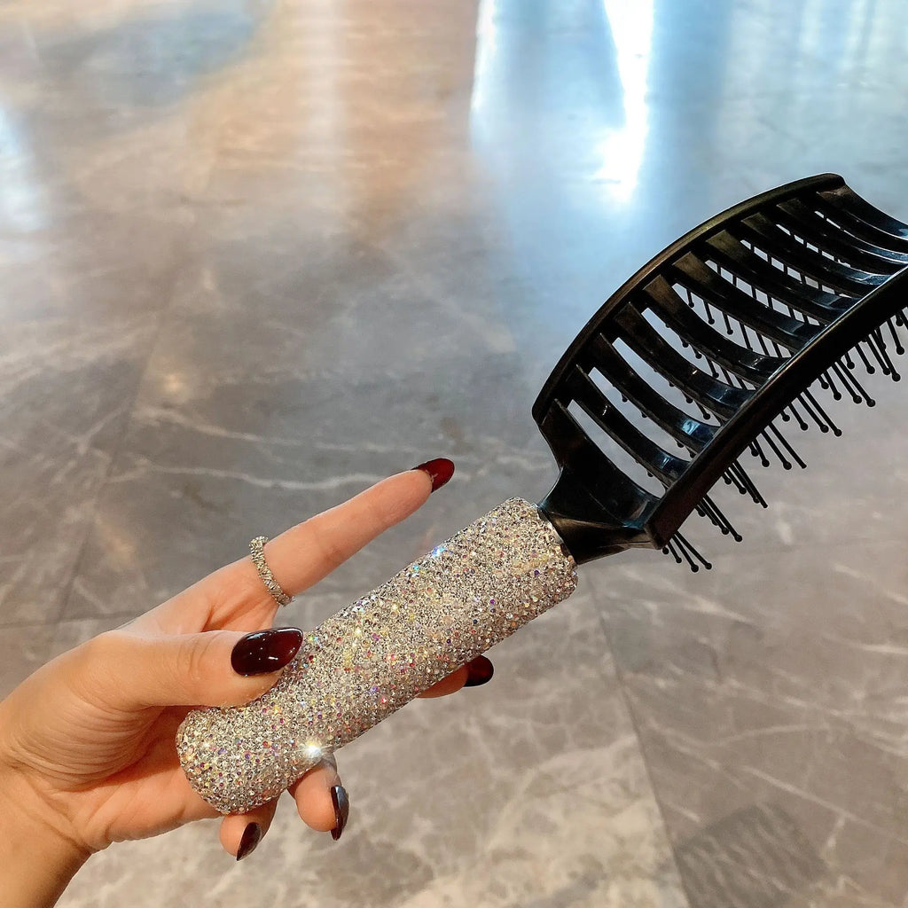 Diamond-Set Massage Comb for Volume & Scalp Styling | 26cm Hair Styling Comb QXL