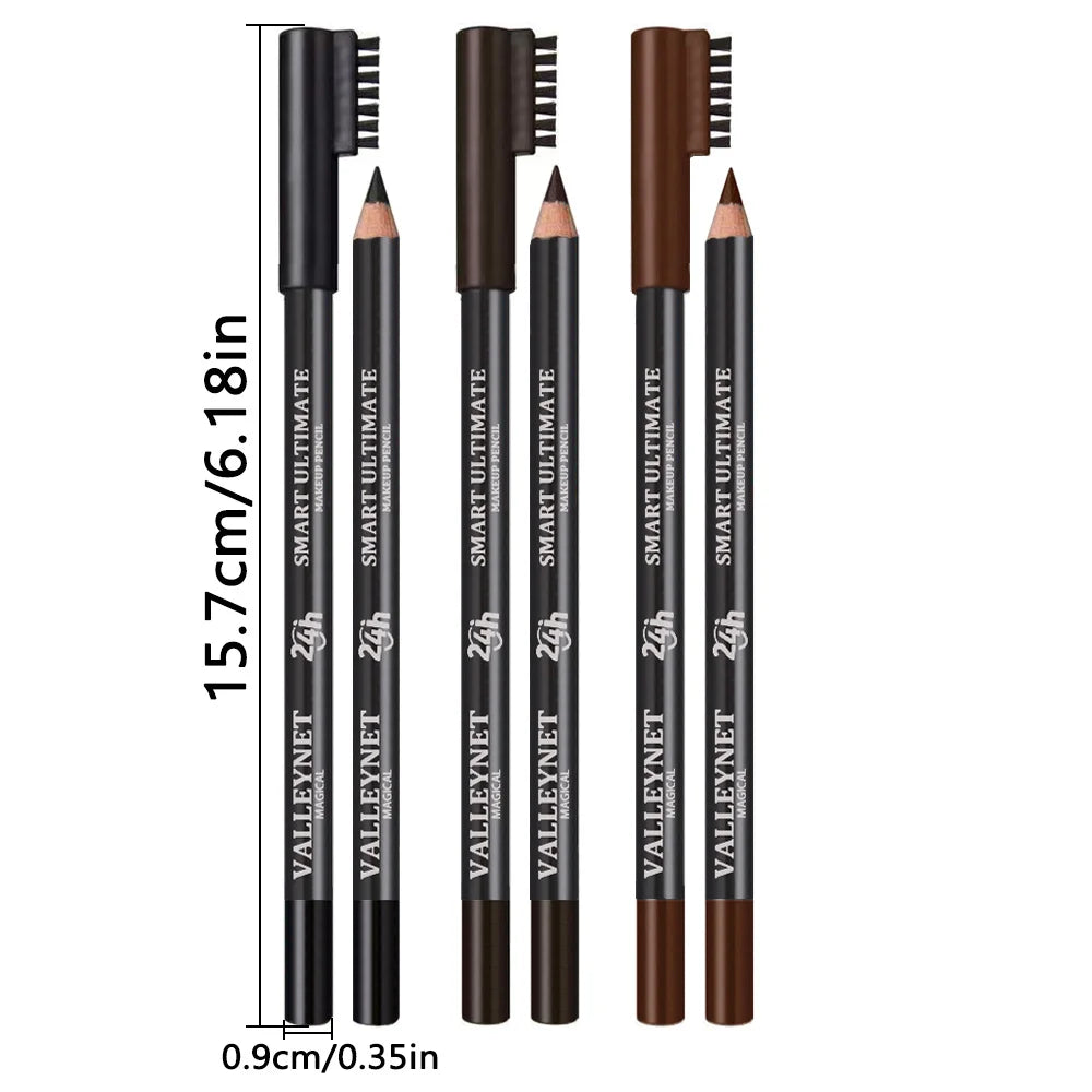 Ultra-Fine Wooden Eyebrow Pencil with Brush | Waterproof Matte Eyebrow Pencil QXL