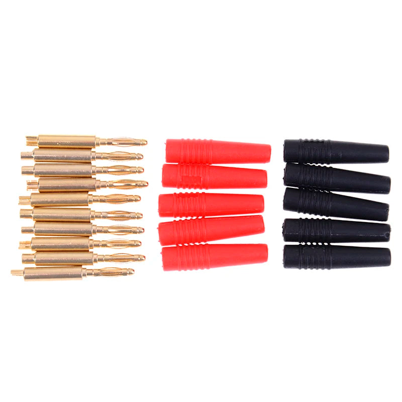 10-Pack 2mm Gold-Plated Solder Banana Plug Connectors Banana Plug Connector QXL color random