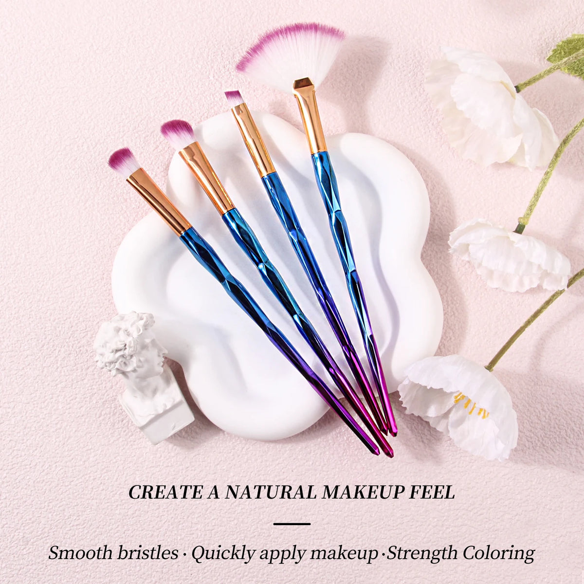 KOSSHOW 4-Piece Eye Makeup Brush Set | Fan & Brow Brushes Eye Makeup Brush Set QXL