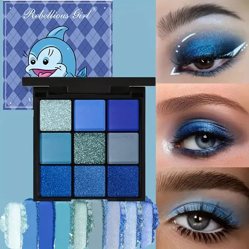 9-Shade Blue Eyeshadow Palette | Glitter, Shimmer & Matte Eyeshadow Palette QXL