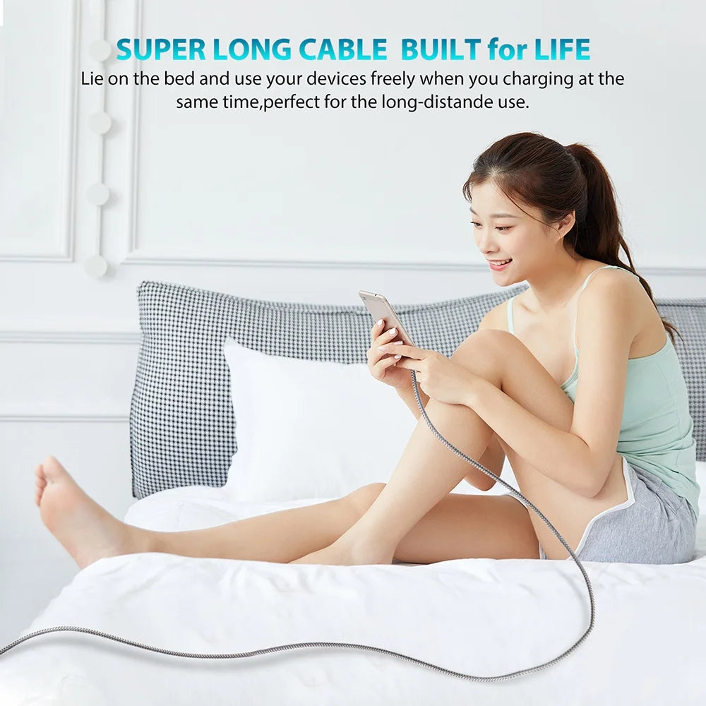 60W USB-C to USB-C Fast Charging Cable 1M–8M | Braided PD USB-C Charging Cable QXL
