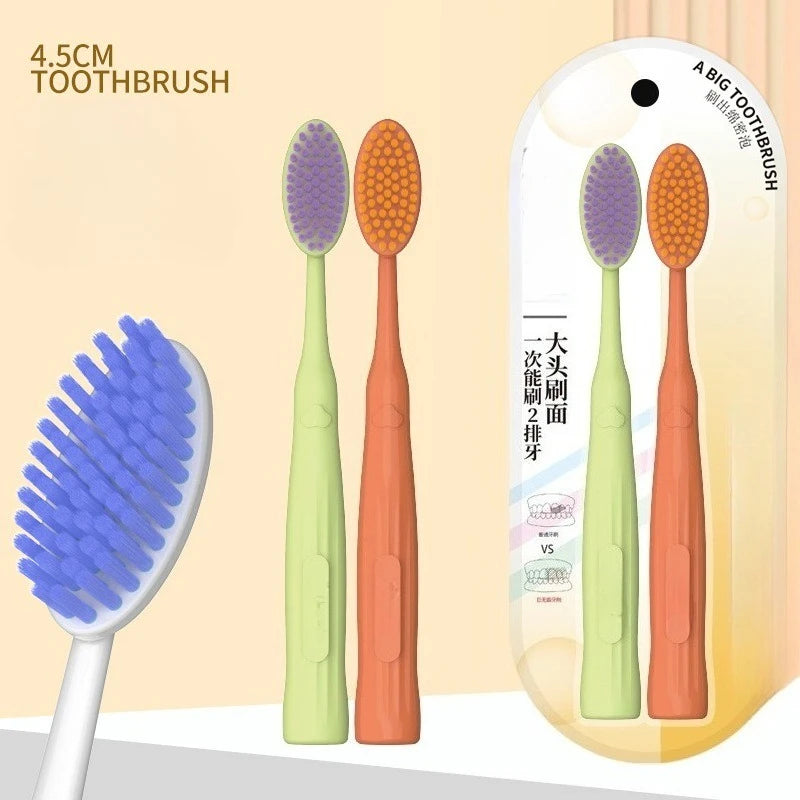 2-Pack Soft Bristle Wide Head Manual Toothbrush Set Manual Toothbrush QXL