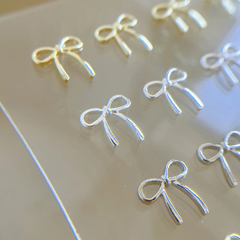 10-Pack 3D Bow Nail Art Charms | Silver & Gold Alloy Bowknot Nail Art Charms QXL