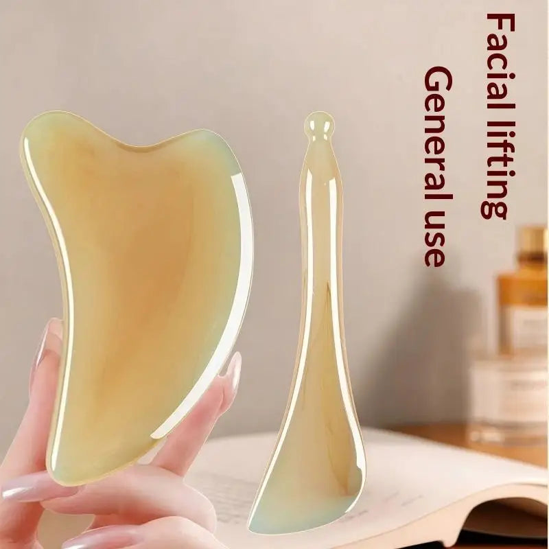 Natural Resin Gua Sha Massage Set | Face Board & Acupoint Stick Gua Sha Massage Set QXL
