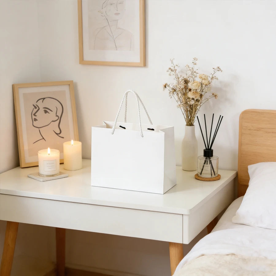 White Kraft Paper Gift Bags with Handles | 10 & 30-Pack Kraft Paper Gift Bags QXL
